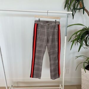 MOTHER The Insider Ankle Happy People Read and Drink Coffee Plaid Jeans